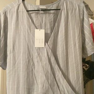 Grey white stripped romper